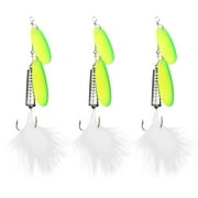 3Pcs Feather Fishing Lures Spinner Spoon Artificial Fish Baits with Treble Hook Tacklegreen Flying Clothing