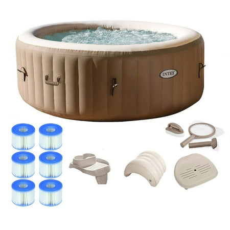 Indoor Hot Tub - Intex PureSpa 4 Person Inflatable Portable Hot Tub Spa Package w/ Filter & Parts