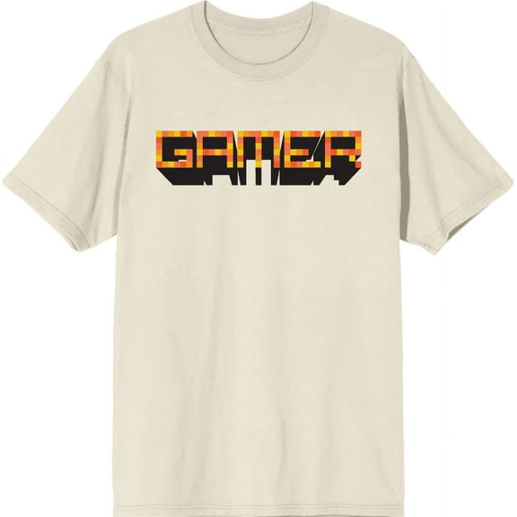 Gamer Adult Natural Crew Neck Short Sleeve Tee-Medium