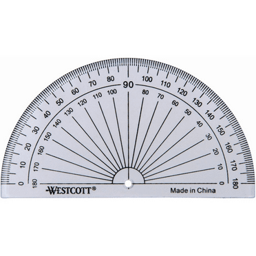 Westcott 4" Plastic Protractor - 1 Each