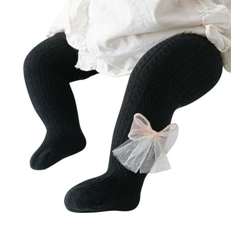 

JDEFEG Little Girl Clothes Size 7-8 Toddler Kids Baby Girls Leggings Bowknot Knitted Pantihose Stretchy Spring Summer Pantyhose Size 7 Girls Pants Black S