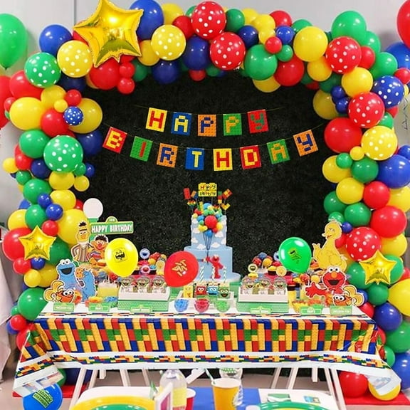 Specool Building Block Birthday Party Decorations Kit, 9.44 x 8.03 x 2.20 in Latex/Foil, 56 Pieces