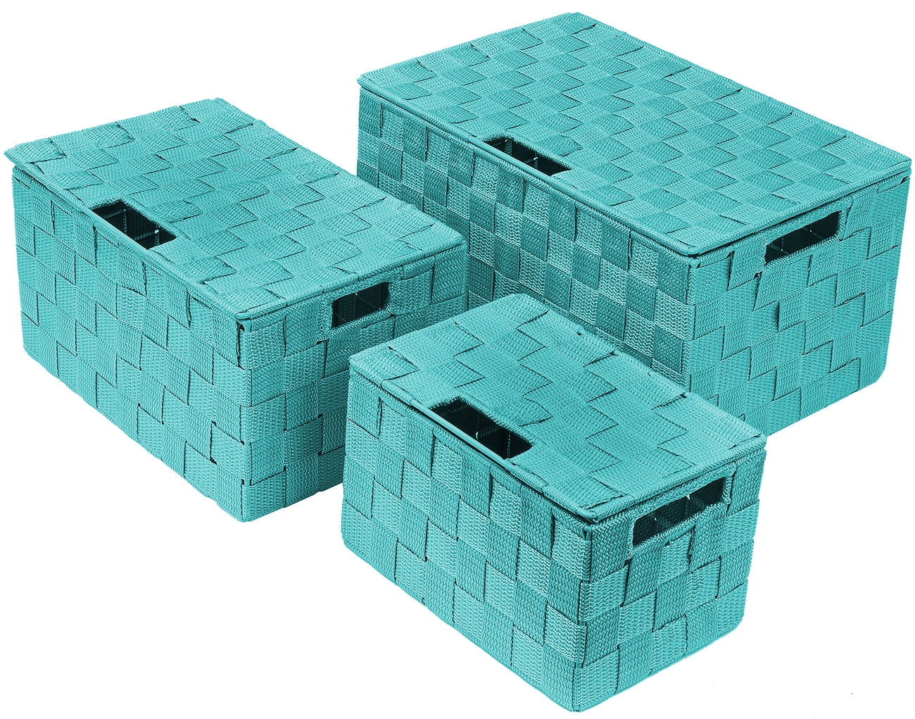Weave Stackable Basket Set, 3 Pieces - Aqua