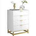 thumbnail image 2 of HA-EMORE Nightstand with 4 Drawer Bedside Table Golden Handle Golden Base Diamond Style for Bedroom, The Living Room, 2 of 5
