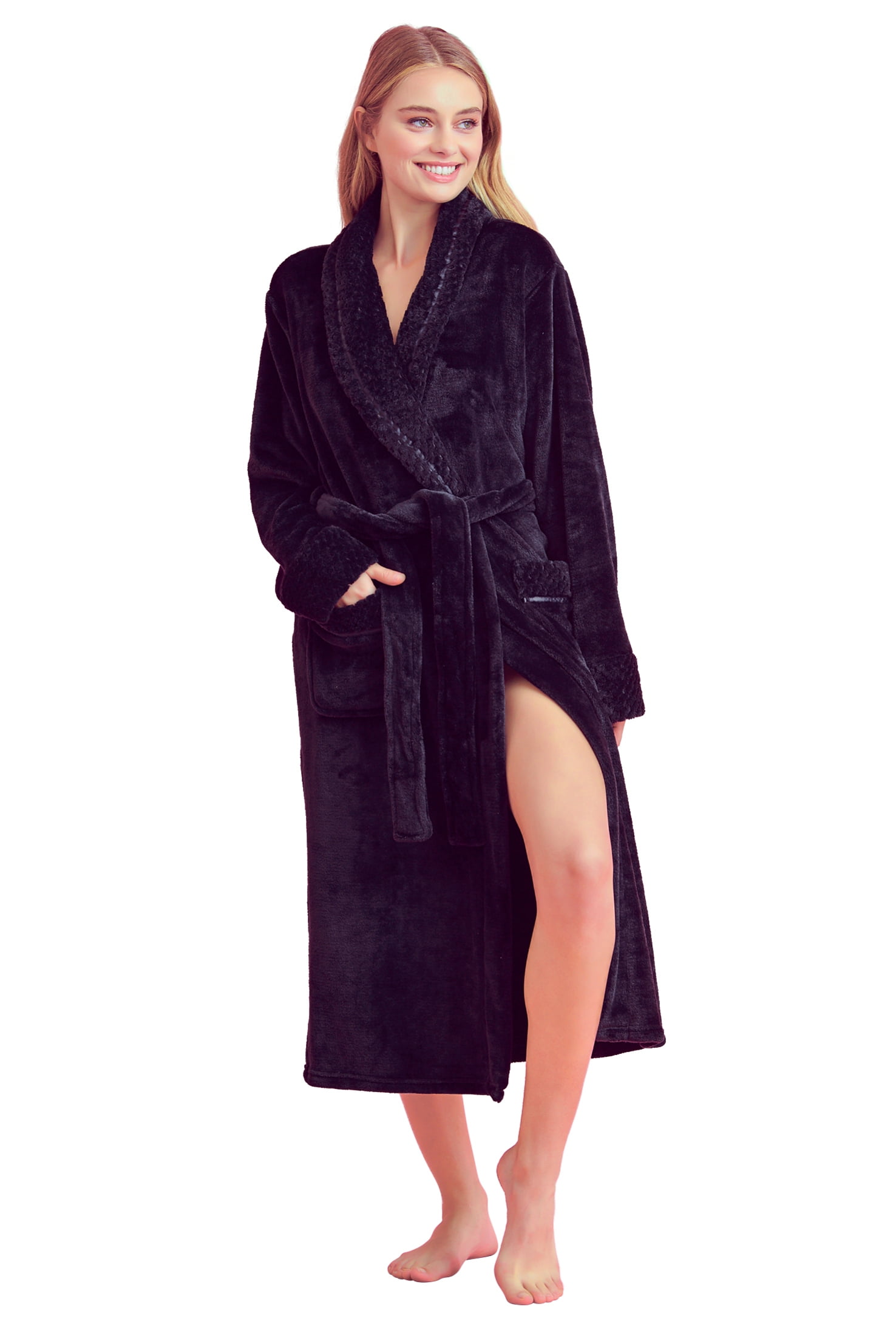 Women’s Comfortable Fleece Bathrobe Plush Soft Robe for Women