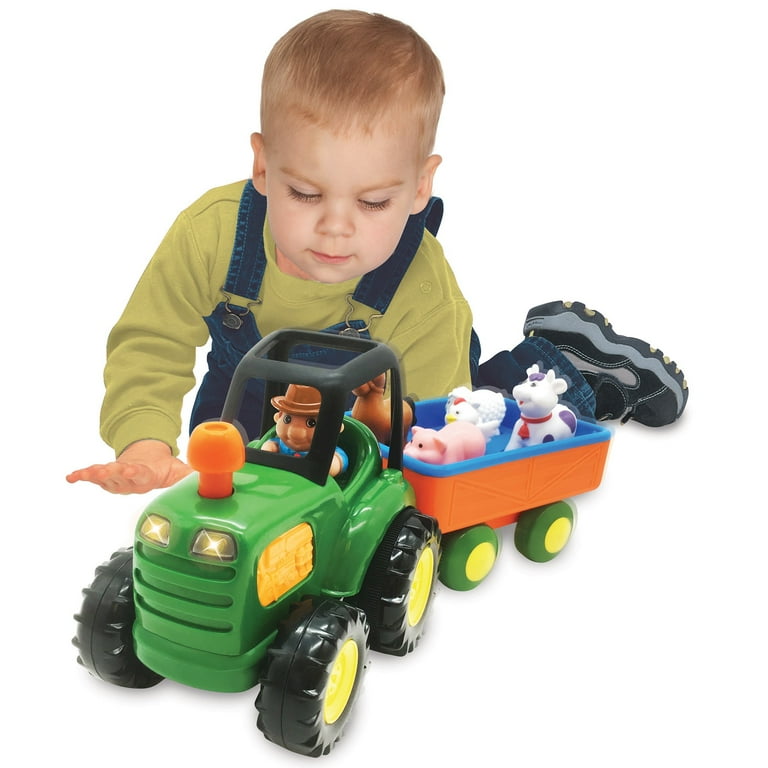 Kiddieland Light N Sound Farm Tractor Vehicle Animal Toy Playset 5 Realistic Sounds Animal Figures Farmer Figure Kids Toddlers Ages 1