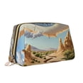 thumbnail image 2 of Naloa Surreal Desert Eye Landscape Leather Makeup Bag for Purse Travel, Portable Small Cosmetic Organizer for Women and Girls, Make up Bag with Zipper, 2 of 8
