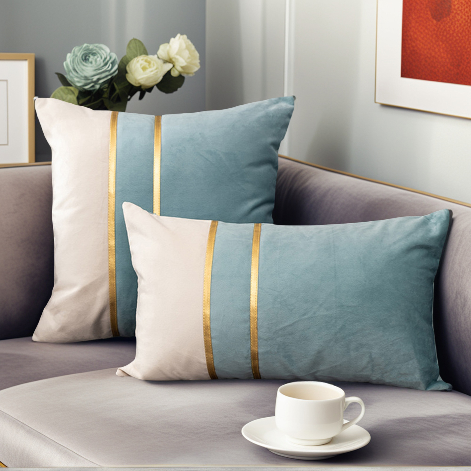 Unique Bargains Velvet Soft Square Pillow Covers Pack of 2 Blue 20" x 12"