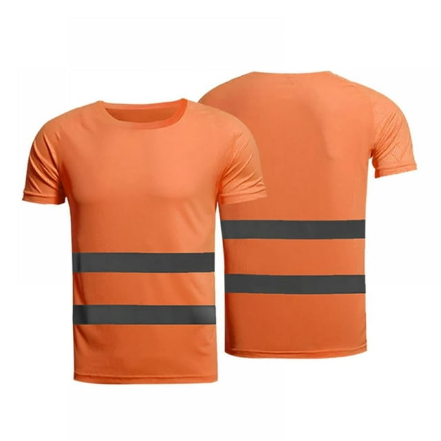 Men‘s High Vis Safety Work T-Shirt Reflective Safety Short Sleeve High Visibility T Shirt Quick Drying Stripes Cycling Tees Tops