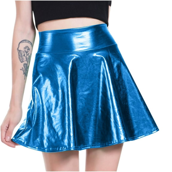IROINNID Short Empire Waist Skirt For Women Ladies Stage Performance Pleated Skirt Solid Color Skirt