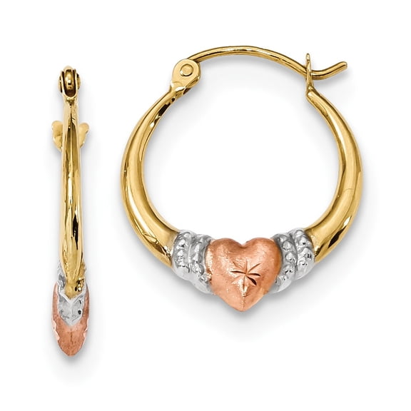 14K Two-Tone Gold Earring Hoop Women'S Diamond-Cut 19.89 mm 16.91