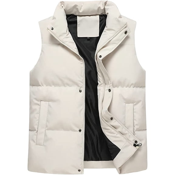 CoCopeaunts Women Men Puffer Vest Winter Quilted Sleeveless Vest Thick Warm Gilet Vest with Pockets Sleeveless Outerwear Vest