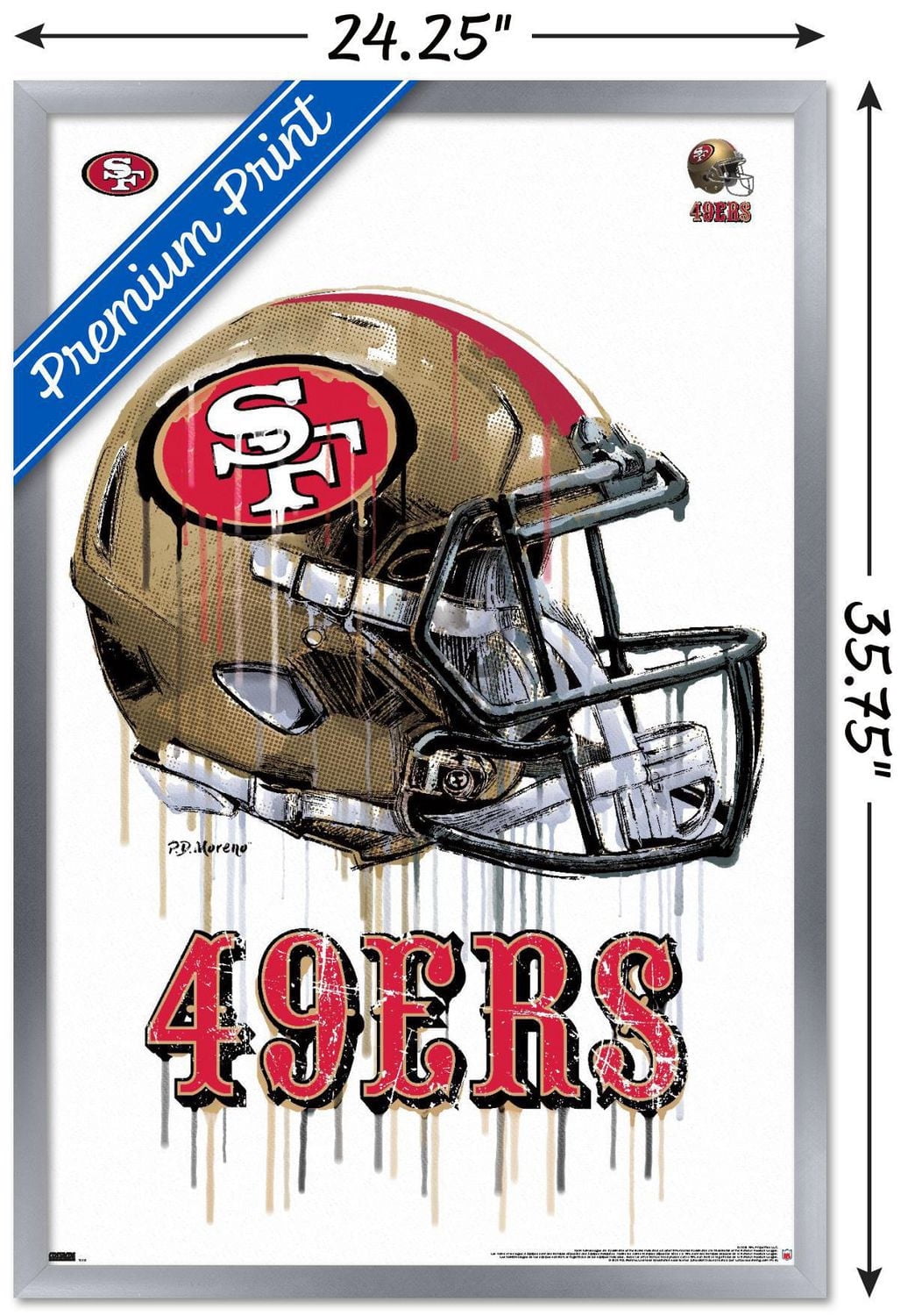 NFL San Francisco 49ers - Drip Helmet 20 Wall Poster with Push Pins, 22.375" x 34"