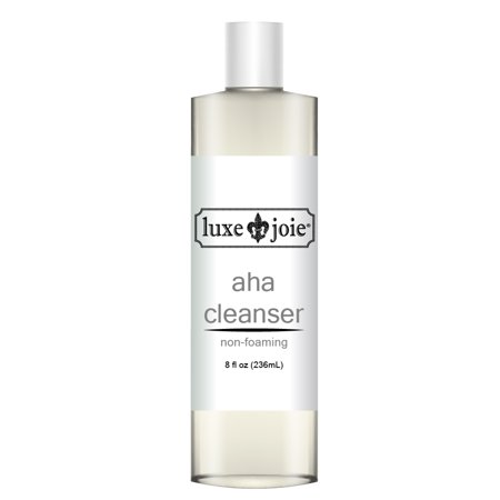 AHA Cleanser Non-Foaming  8 oz Glycolic Alpha Hydroxy Acid Anti Aging Wrinkle Reducing Acne Fighting Blackheads Cleans Pores Softens Mature Skin