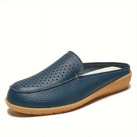 

SHYUU Women s Comfortable Slip On Closed Toe Flat Slide Shoes Perforated Mules Breathable Outdoor Slides
