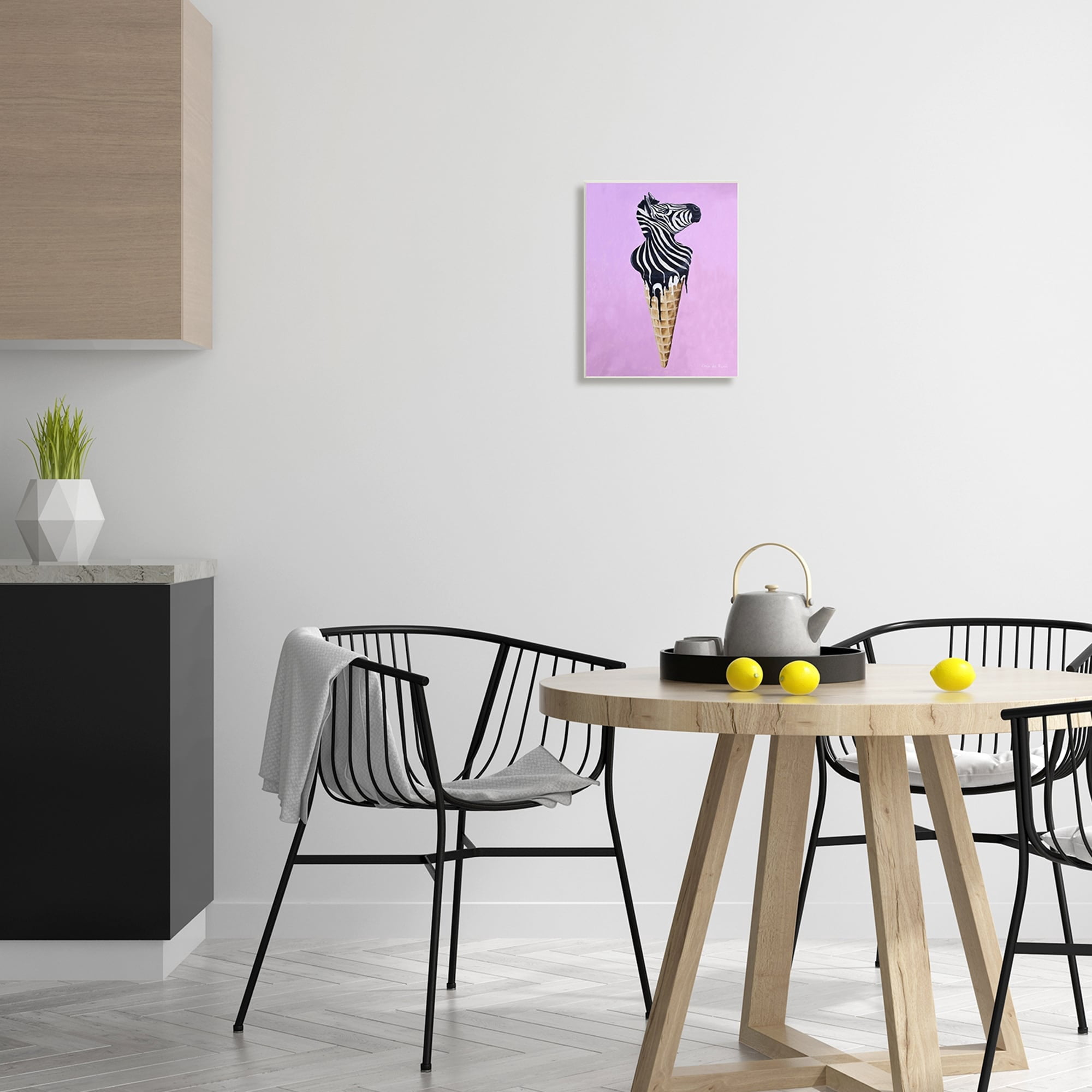 Stupell Industries Striped Zebra Ice Cream Cone Purple Background Paintings Unframed Art Print Wall Art, 10x15, by Coco de Paris