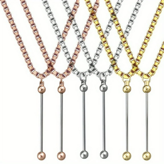 6pcs Elegant DIY Beadable Pendant Long Necklace Beadable Sweater Chain Necklace, 5pcs/ 6pcs Set with 18K Gold-Plated Chain for Women