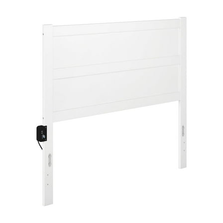 Full Headboard White Wood Panel Bed Frame - Modern Bedroom Decor