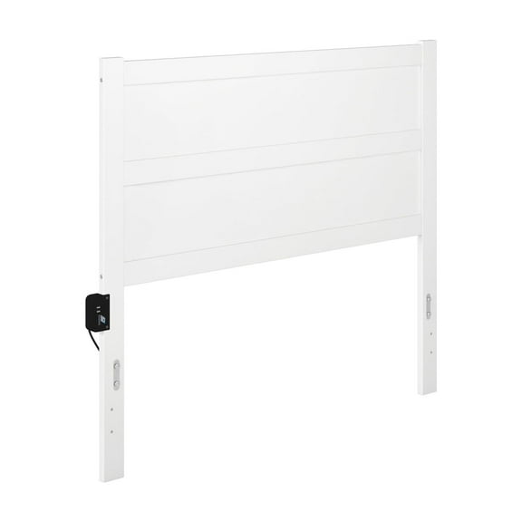 Full Headboard White Wood Panel Bed Frame - Modern Bedroom Decor