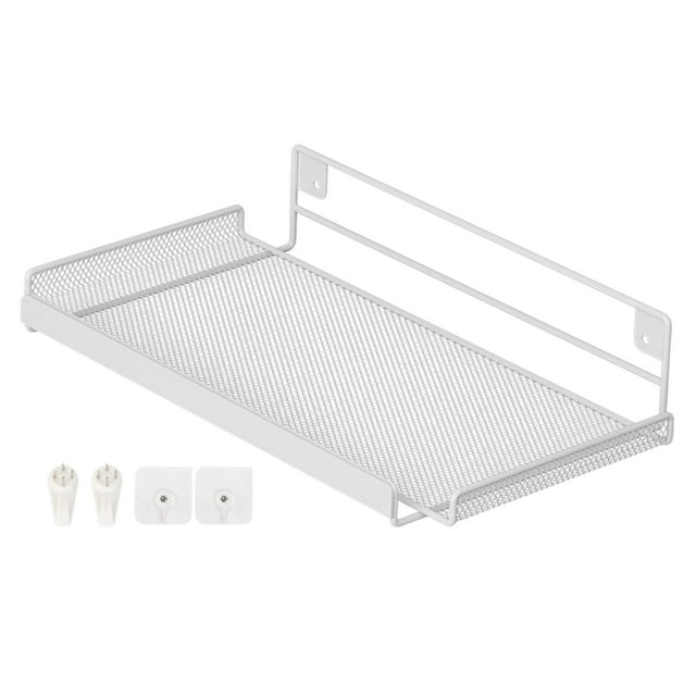 GROWTH TANK Étagère Murale pour Routeur Design Creux Étagère de Rangement avec Crochets Blanc