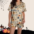 thumbnail image 6 of XINPING Halloween Pajama Set Whimsical Halloween Printed Pajama Notched Collar and Short Sleeves Cozy Home Loungewear In Short Pants for Fall and Holidays XL, 6 of 8