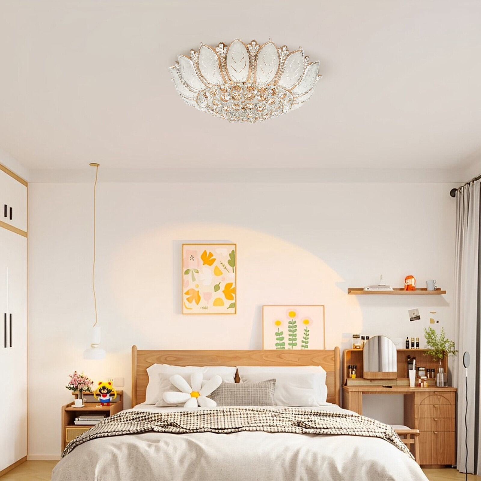 110V, 60Hz Ceiling Light Modern Lotus Flower Ceiling Light for the Living Room, Dining Room, Study Room, Bedroom