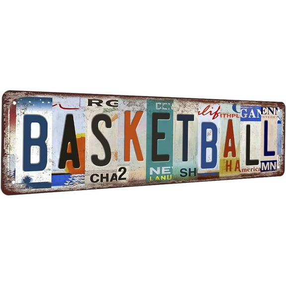 Basketball Metal Sign Basketball Decor Basketball Gifts For Boys Bedroom Basketball Poster For Boys Room Wall Decorations Vintage Sport Metal Tin Signs Basketball Street Signs 4x16 Inch