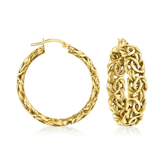 Ross-Simons 14kt Yellow Gold Byzantine Hoop Earrings, Women's, Adult