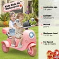 thumbnail image 3 of 12V Electric Motorcycle for Kids, 2 Seater Battery Power Ride on Motorcycle Toys with Slow Start, LED, Music, USB, 3 Wheel Electric Motorcycle for Boy Girl Birthday Gift, Pink, 3 of 7