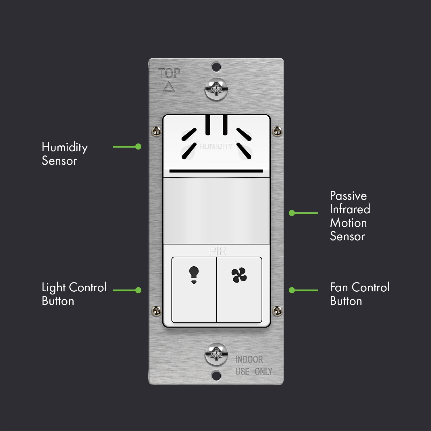 TOPGREENER Dual Tech Humidity Sensor Switch PIR Motion & Air Moisture Detection Bathroom Fan & Light Control NEUTRAL WIRE REQUIRED UL Listed TDHOS5