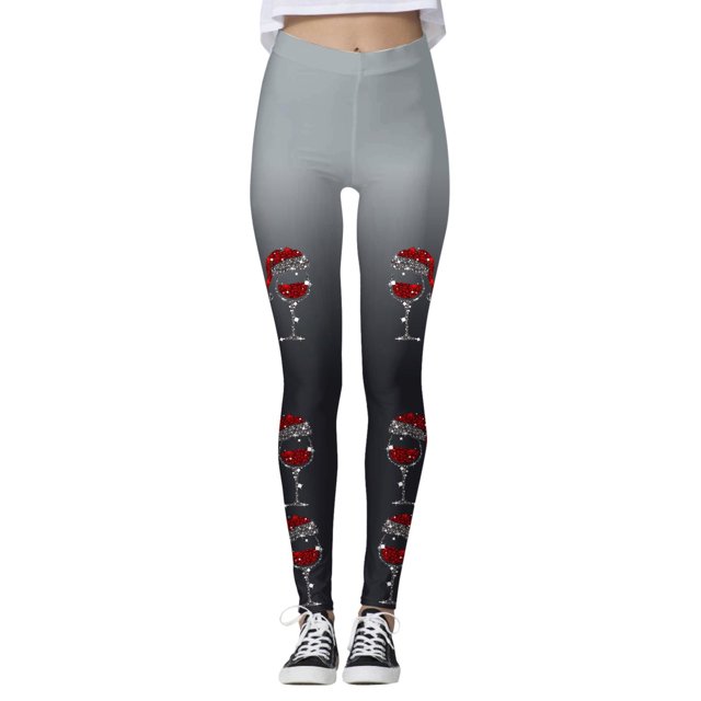Zhanying Leggings de Noël pour Femmes Rouges Longueur Cheville Poignets Élastiques à la Cheville Vêtements pour Femmes Gris G