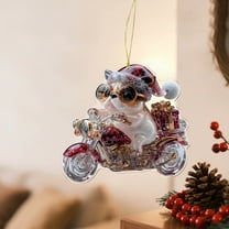 Taicans Cute Puppy on Motorcycle Christmas Tree Ornaments Set,Christmas Decorations,Holiday Decor,Festive Hanging Ornaments for Tree,Home Decor,Xmas Gift