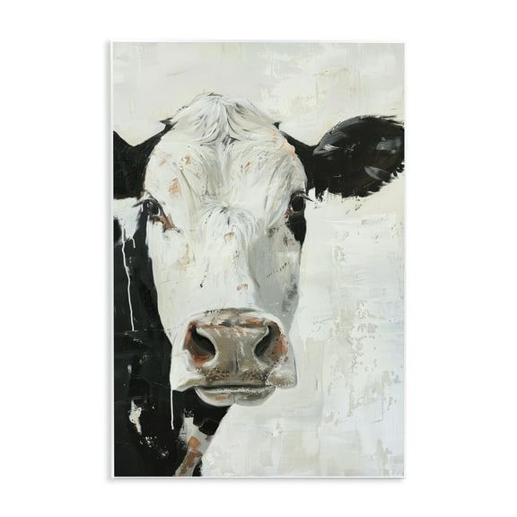 Stupell Industries Up Close Cow Animals & Insects Painting Unframed Art Print Wall Art, 10 x 15