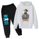thumbnail image 2 of Conjunto de 2 piezas de sudaderas y leggings con capucha para niños y niñas, ropa deportiva informal blanca con estampado de Messi, ropa para niñas pequeñas, 2024, 2 of 5