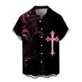 thumbnail image 6 of adaychics Mens Christian Button Up Shirts Cross Floral Print Summer Button Up Shirts Fashion Collared Tops for Vacation Beach, 6 of 7