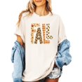 thumbnail image 4 of Fall Shirt for Women Leopard Floral Gingham Polka Dot Graphic Tee, Ivory Shirt, M, 4 of 8