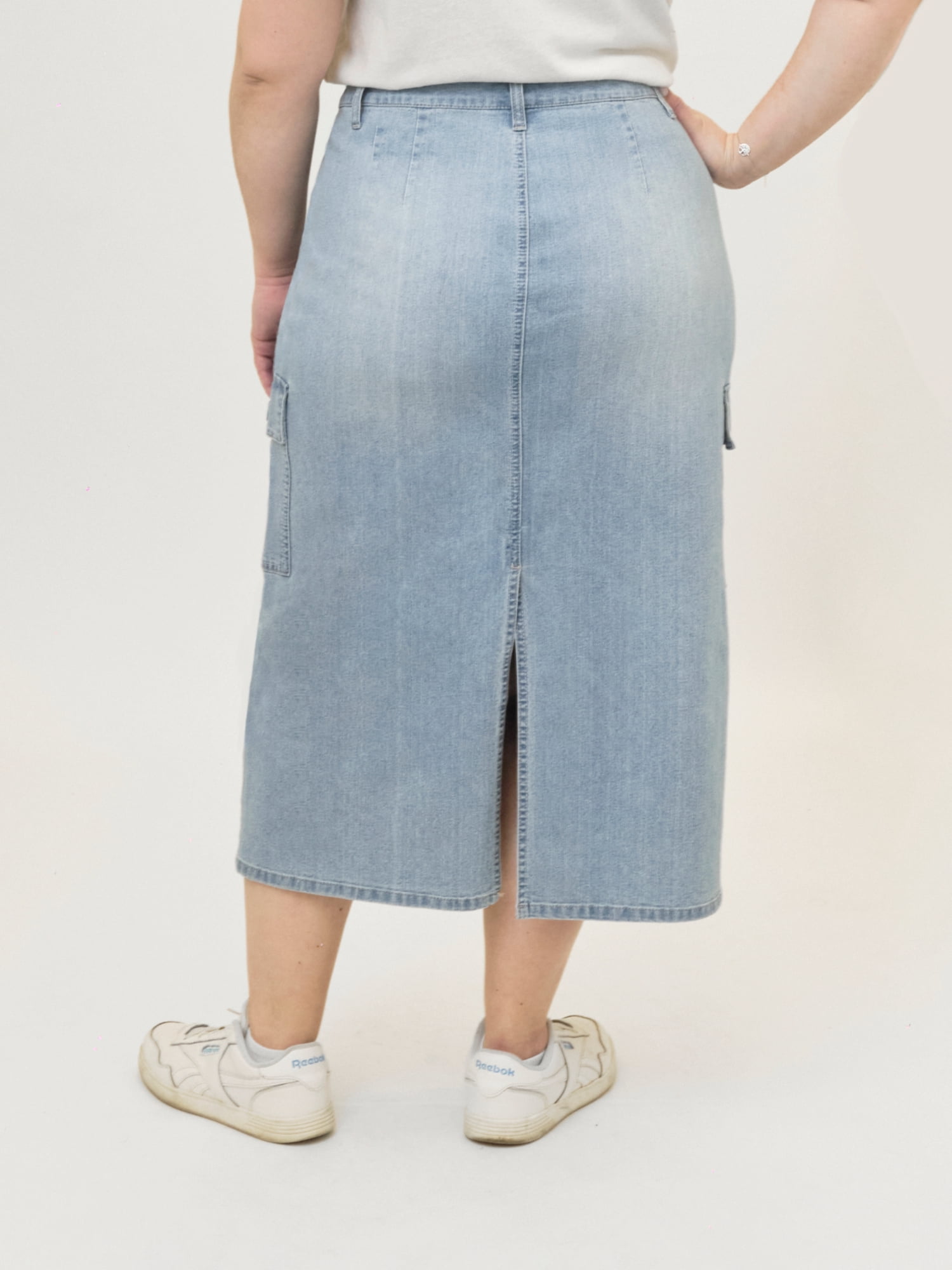 A3 Denim Women's Plus Size Utility Maxi Skirt, Sizes 16W-26W