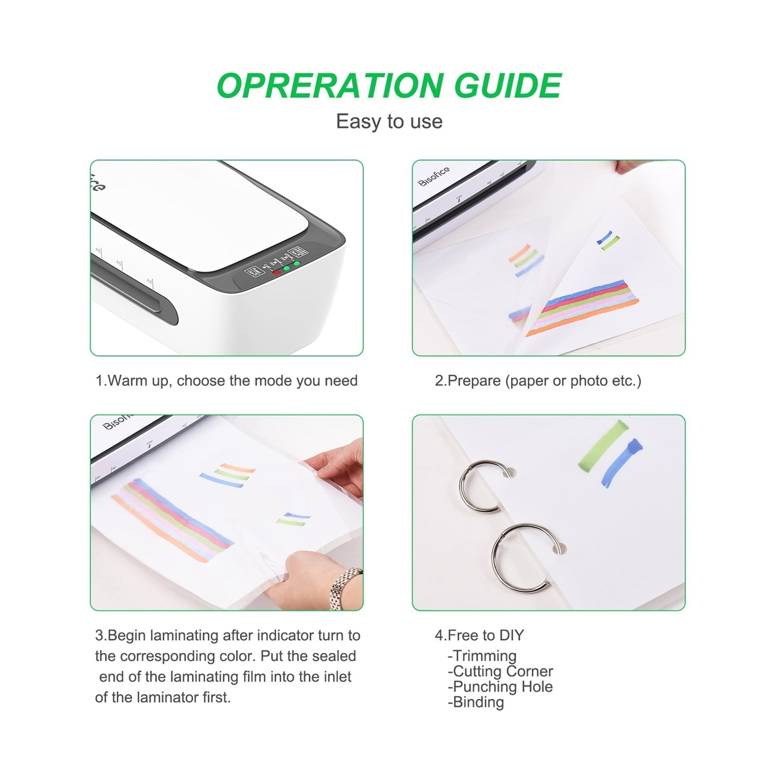 SL688 Desktop Laminator Machine Set A4 Size Hot and Cold Lamination Suitabe for A4/A5/A6 Laminating Pouches for Home Office ,Easy to Use