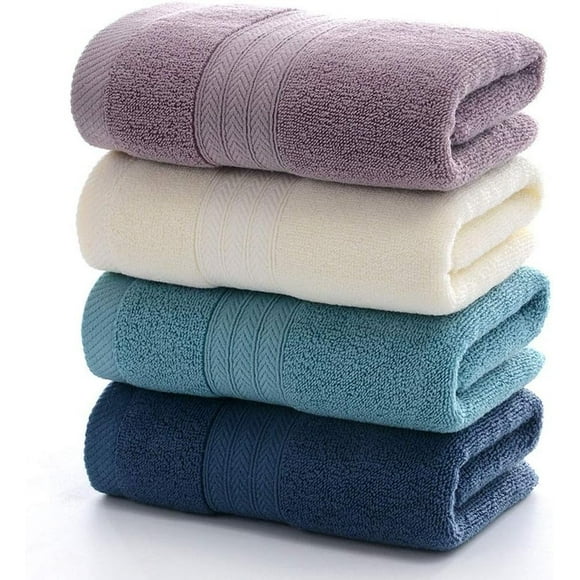 Luxury Hotel Quality Towel Set, Extra Large Shower Towels, Fade Resistant, Multipurpose Usage, Ideal For Bathroom, Gym, And Spa, 100% Combed Ring Spun Cotton, Blue, 4 Pieces