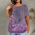 thumbnail image 2 of Womens Plus Size Tops for Summer Casual Floral Prints Fashion Loose Tunic Crewneck T Shirts Graphic Tee L-5XL (3X-Large, Purple), 2 of 5