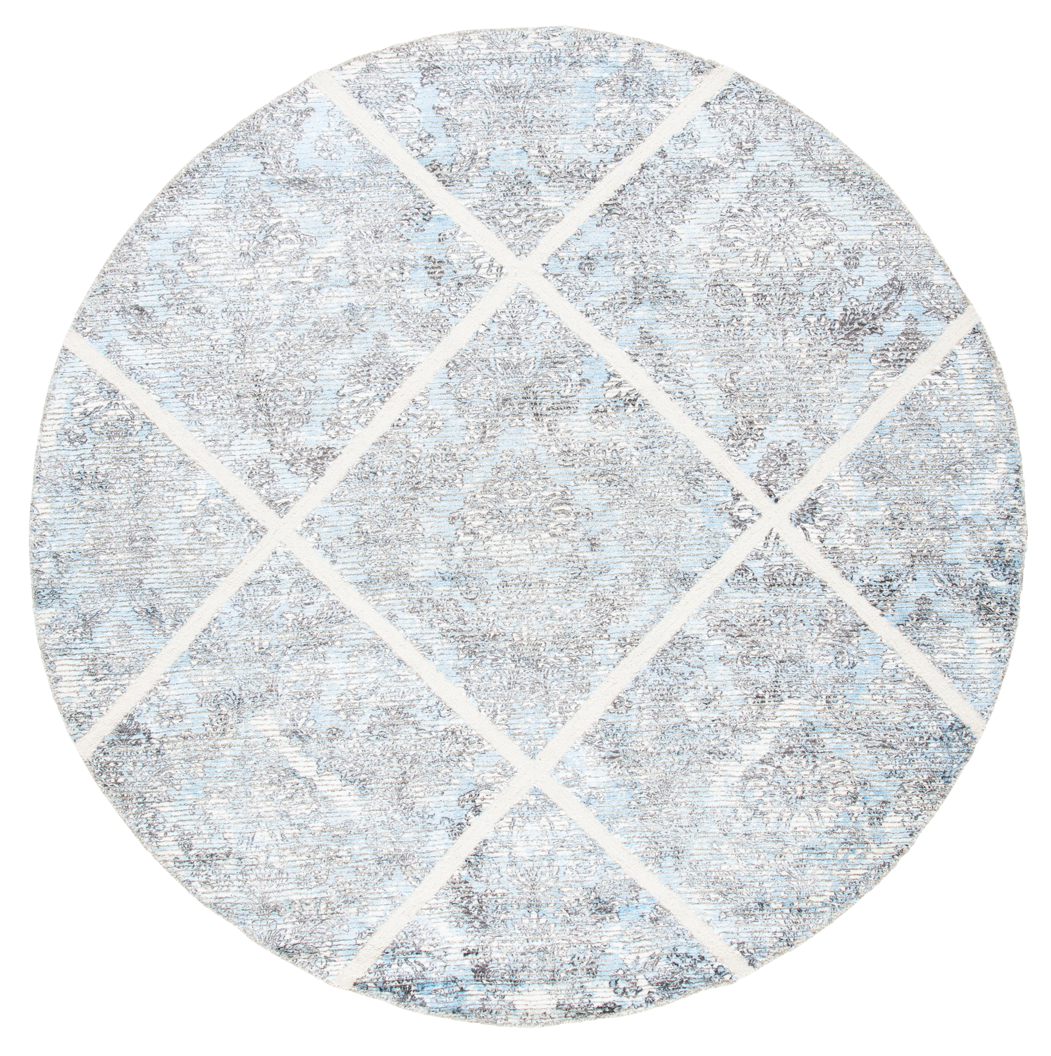 SAFAVIEH Artistry Linda Trellis Area Rug, Ivory/Blue, 7' x 7' Round