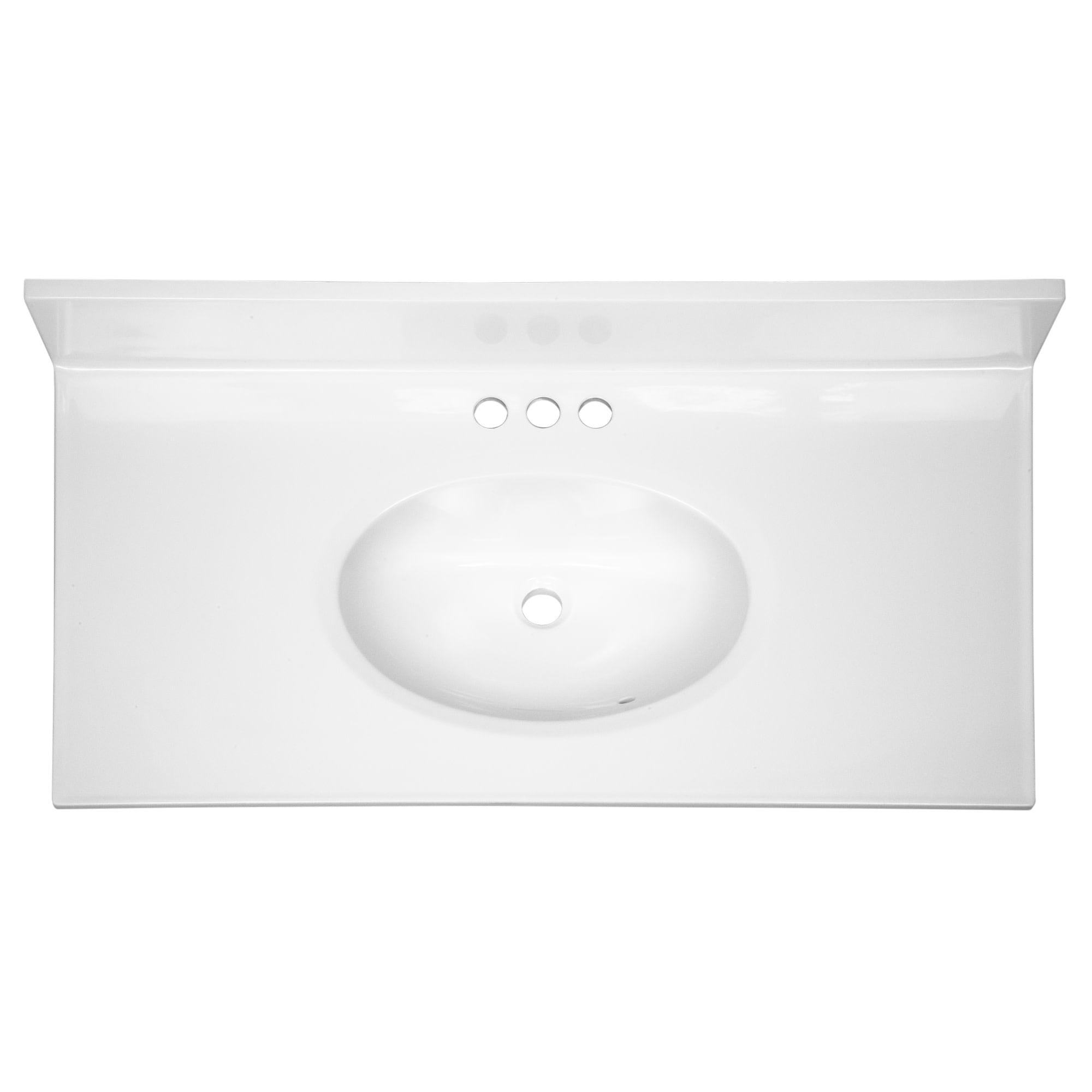 Design House Cultured Marble 37" x 19" Single Bowl Vanity Top with Backsplash and Centerset Mount, White