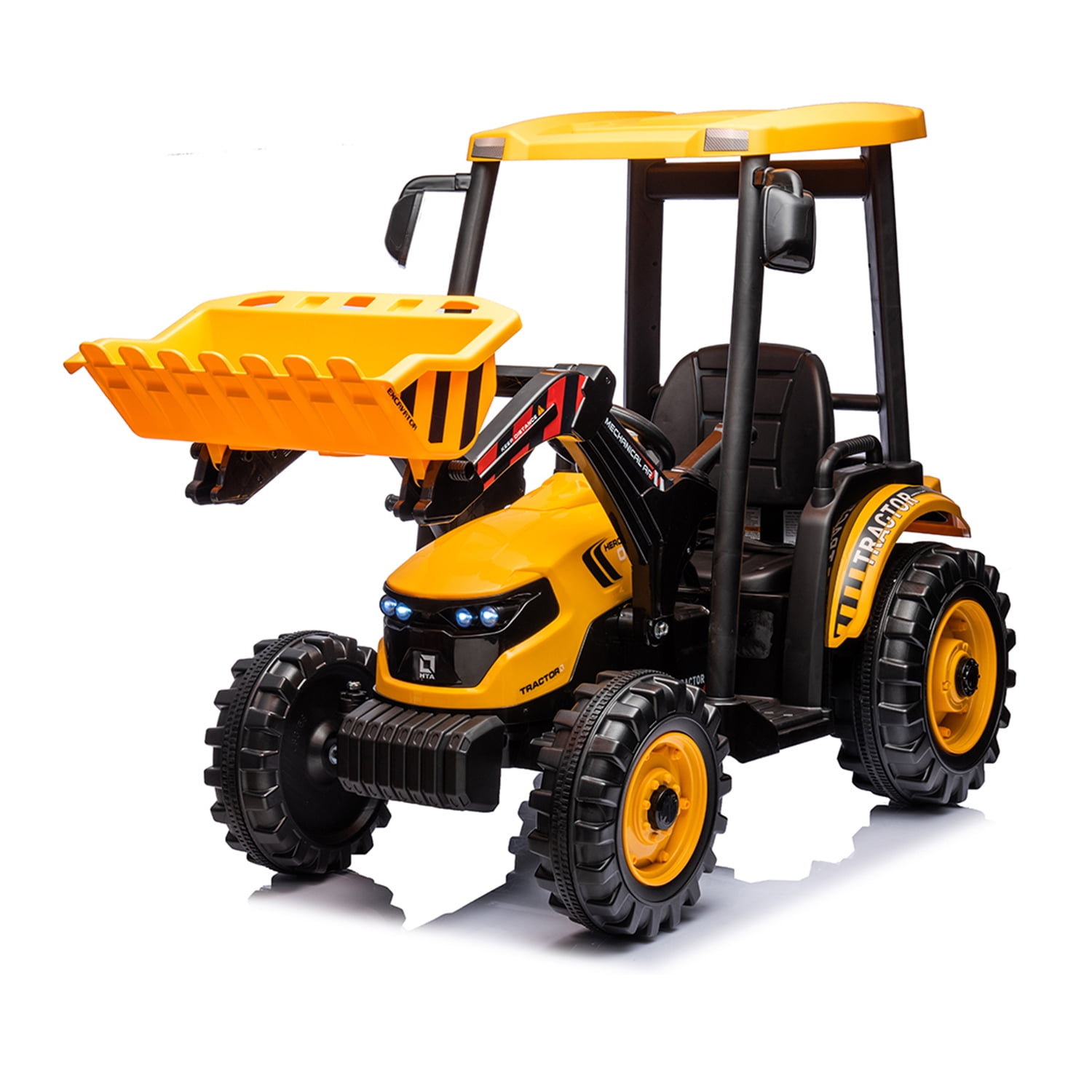CIPACHO 24 V Powered Ride Ons Tractor, Electric Construction Vehicles for Kids with 3-Gear-Shift Ground Loader and Backhoe Digger, Kids' Car Toys, Yellow CIPACHO 24 V Powered Ride Ons Tractor, Electric Construction Vehicles for Kids with 3-Gear-Shift Ground Loader and Backhoe Digger, Kids' Car Toys, Yellow
