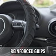 thumbnail image 6 of Genuine Dickies DuraSport Vegan Leather Steering Wheel Cover, Black and Red, Fits 14.5-15.5 in, 6 of 7
