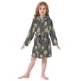 thumbnail image 6 of FORMRS Niños Bathrobe Unisex Hooded Robe Soft Plush Pajamas Sleepwear, Size 7-9T, Peacock Feathers Pattern, 6 of 7