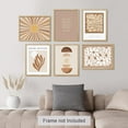 thumbnail image 3 of PixonSign Adhesive Canvas Print Wall Art Set - Brown Sunshine & Plants & Letter Patten - Set of 6 Abstract Geometric Minimalism Poster Cultural Art Wall Décor - 12"x16"x6, 3 of 5