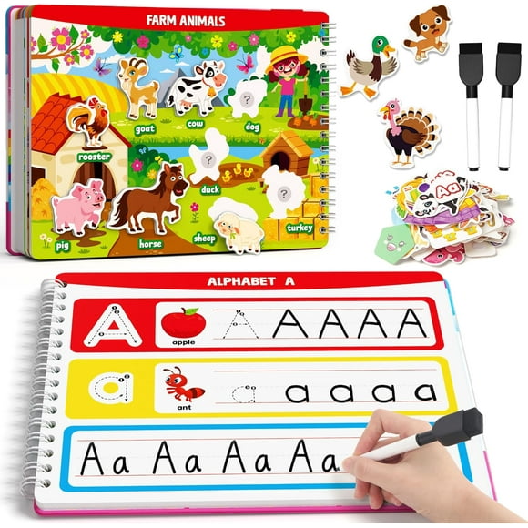 Montessori Preschool Learning Activities for Toddler Girls Age 3-5, Busy Book with Tracing & Handwriting Practice, Educational Autism Sensory Travel Toys for Girls Birthday Gifts