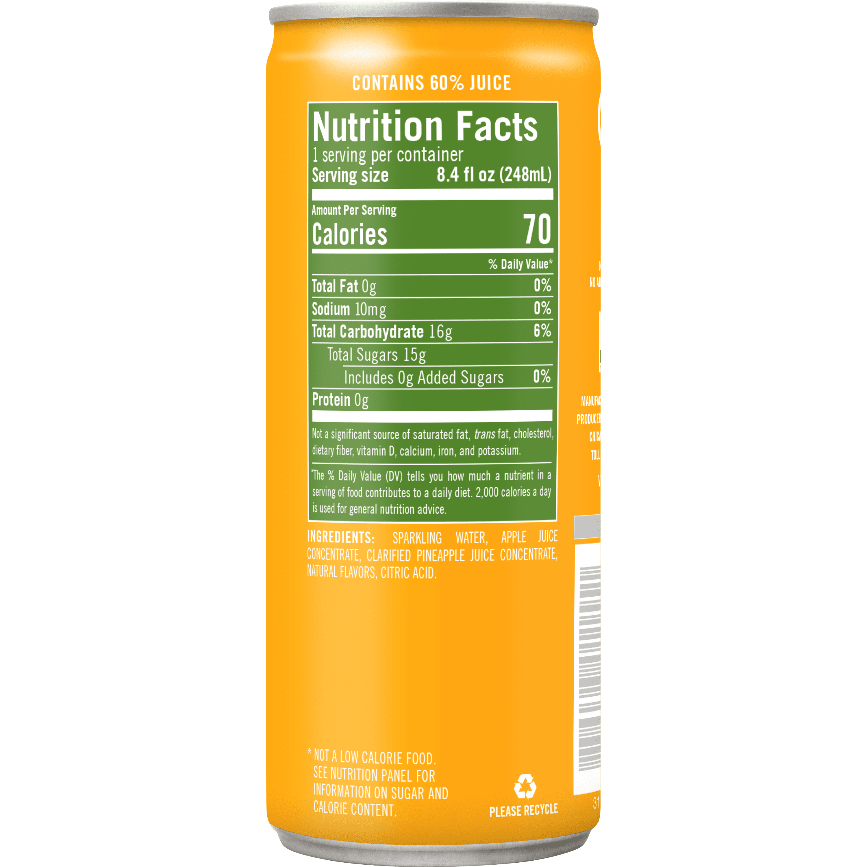 (24 pack) Izze Can Sparkling Juice Pineapple, 8.4 fl oz can
