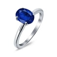 thumbnail image 3 of Solitaire Oval Cathedral Ring Blue Sapphire CZ 925 Sterling Silver Size 10, 3 of 7