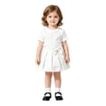 thumbnail image 4 of Fgnfyis Girls School Uniform Skirt Soft Pleated Solid Color A Line Elastic Waistband Toddler Bowknot Skirts for Girls White 18-24 Months, 4 of 5